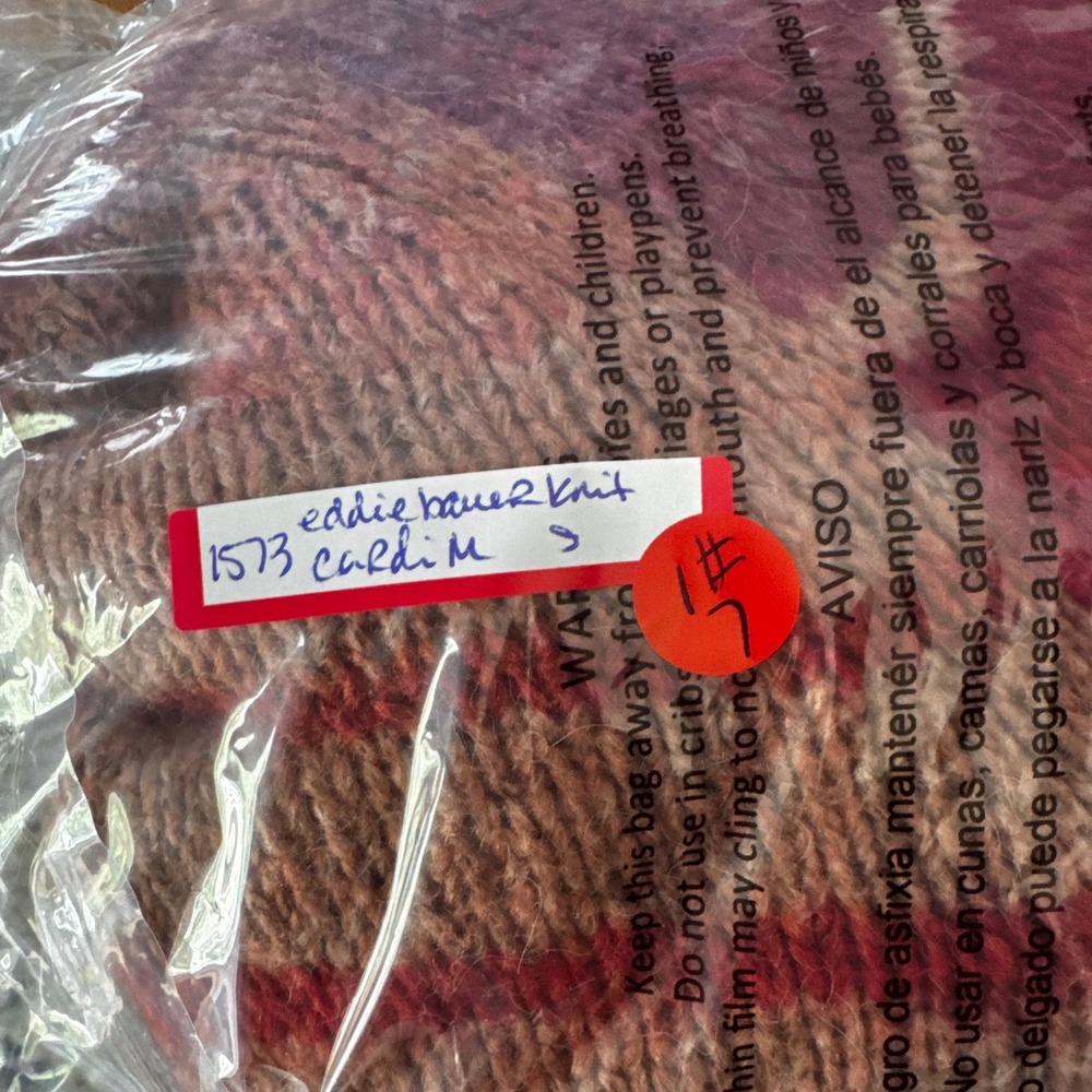 Eddie Bauer Cardigan‎ Women M Multicolor Striped Fair Isle Hooded Zip (1573) - Picture 8 of 8
